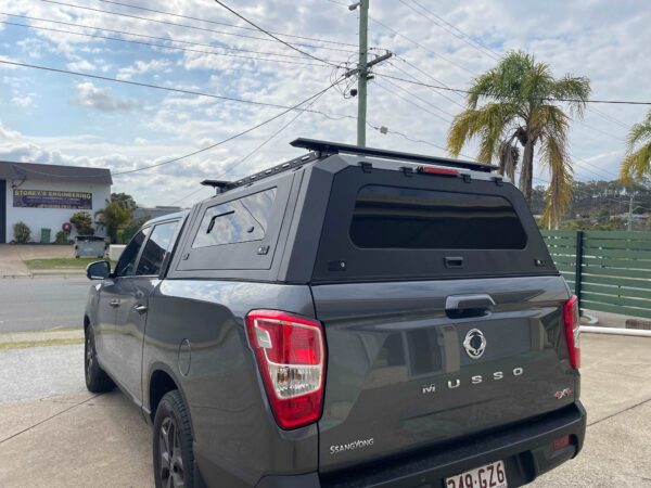 ssangyong musso lwb aluminium canopy with window side door | heavy duty ute canopies