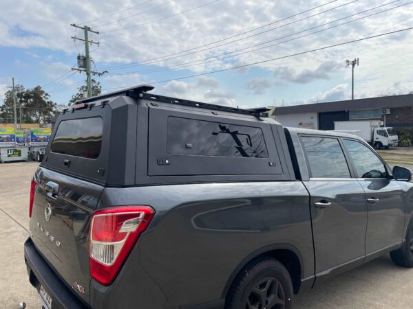 ssangyong musso lwb aluminium canopy with window side door | heavy duty ute canopies