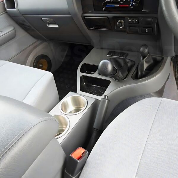 full length center console suits landcruiser 76 78 79 series grey cup holder usb connector arm rest pu leather plastic centre (backorder eta december 2025)